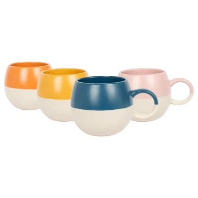 4x 4 Farben 340ml getauchte Steinzeugkugel Tassen Keramik Kaffee -Teetassen Set - Bild 1 von 4