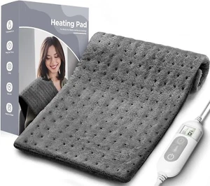 Heating Pad for Back & Cramps Relief,Electric Heat Pad Heat, (Dark Grey,12"x24") - Picture 1 of 6