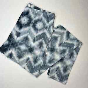 New Women's Black White Chevron Tie Dye Full Length Peach Soft Leggings Ps 10-18