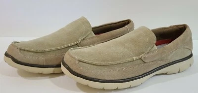 Mocasines sin cordones Chaps de lona y gamuza color topo #96-30801 para hombre talla 12M ¡EPC! Foto 1 de 4