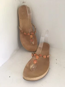 Stuart Weitzman Womens Flip Flop Thong Sandal Size 8 Coral Jewels Rhinestones - Picture 1 of 2