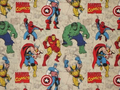 TELA DE CÓMIC FAT QUARTER MARVEL HERO SUPERHÉROE CÓMICS HULK CAPITÁN AMERICA FQ Foto 1 de 2