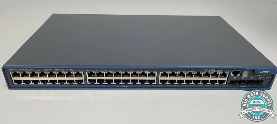 H3C S3600-52P-SI Ethernet Switch 48-Port 10/100BASE-TX 1000BASE-X 4GB SFP Ports - Image 1 of 4