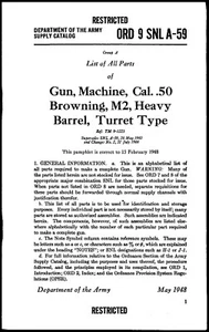 ORD 9 SNL A-59; Supply Catalog: Gp A,  L.O.A.S.P.: Gun, Machine, Cal. .50, Brown - Picture 1 of 5