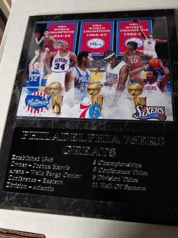 Philadelphia 76ers Greats team statistics plaque - New Lower Pricing!! Cover
