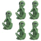  5 Pack Resin Statuette Ufo Indoor Decor Adorable Alien Figurine