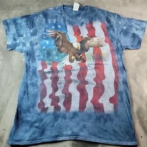 Vtg Y2K America Pride T Shirt July 4th American Flag Eagle L Tie Dye USA Delta - Picture 1 of 6
