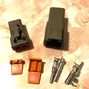 Deutsch DTP 2-Pin Connector Plug Kit 14-12 AWG EZ crimp DTP04-2P + DTP06-2S - Picture 1 of 3