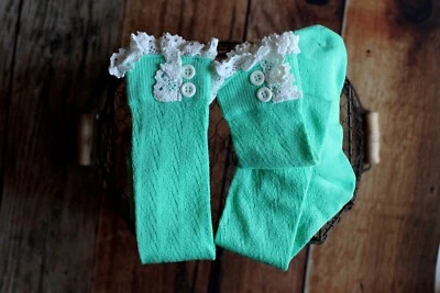 Mujeres Invierno Suave Largo Encaje Crochet Tejido Bota Calcetines Calentadores de Piernas Toppers Puños Foto 1 de 2