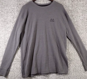 Camicia Real Tree Uomo XXL Waffle Maglia Base Strato Grigio Manica Lunga Logo Bella - Foto 1 di 7