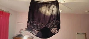 VAN RAALTE SHEERIO VINTAGE NYLON PANTY sz 7 BLACK WIDE OPEN LACE LEGS LNG #VRB10 - Picture 1 of 22
