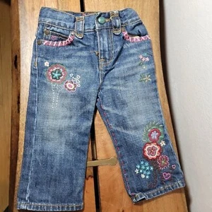 Baby Gap Mädchen bestickt Denim 12-18 Monate verstellbare Taille - Bild 1 von 8