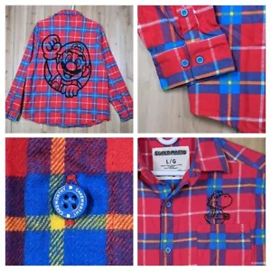 Cakeworthy x Super Mario Flannel Shirt Adult Sz L Long Sleeve Nintendo Yoshi SMB - Picture 1 of 14