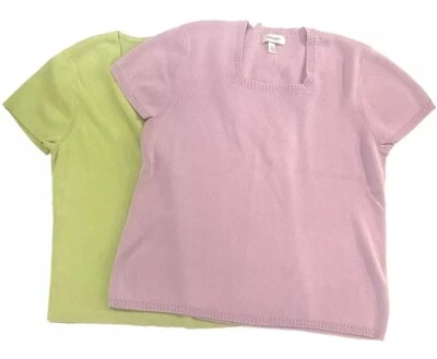 Dress Barn Rib Knit Sweater Top Women's 18 20  Short Sleeve Square Neck Lot of 2 - Изображение 1 из 4