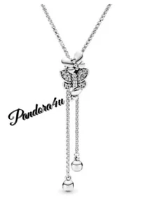 Pandora Necklace Dazzling Butterflies Lariat New Tags Pandora Gift Box - Picture 1 of 10