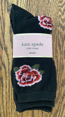 ¡NUEVO! Paquete de 3 calcetines Kate Spade Crew negros florales, pala, leopardo, para mujer talla 4-10 Foto 1 de 3