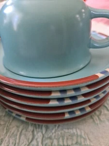 DANSK Mesa Turquoise 3-Cups and 6-Saucers Stoneware Japan - Picture 1 of 10