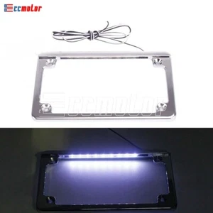 Chrome License Plate Frame W/ LED Brake Tail Light For Harley Dyna Sportster XL - Picture 1 of 9