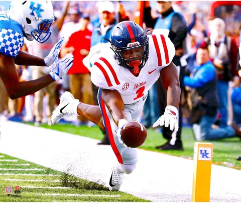 AJ Brown Ole Miss Rebels Unsigned Diving Touchdown Photograph Cover