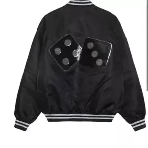 Chaqueta universitaria Stussy Sequins negra satinada talla mediana - Imagen 1 de 2