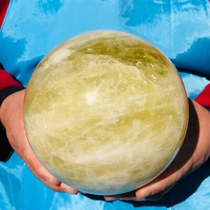 8.09LB Large Natural Yellow Crystal Ball Quartz Citrine Sphere Mineral Healing - Picture 1 of 20