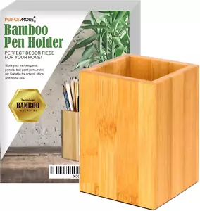 1 Pack of Bamboo Pen Holder, Wooden Pencil Holder Desk Organizer, Multi Purpose - Picture 1 of 6