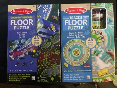 Lote de 2. Rompecabezas de piso Melissa & Doug. Espacio exterior/round the Shore. Ambos 48 piezas  Foto 1 de 4