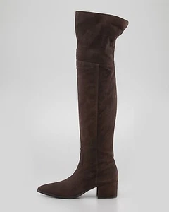 BOTAS OTK MIU PRADA MARRÓN GAMUZA SEXY PUNTA PUNTIAGUDA ALTAS EU 40 I LOVE ZAPATOS - Imagen 1 de 9