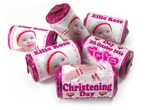 Christening Favours, Personalised Love Heart Sweets - Girl with your image - V1 - Picture 1 of 11