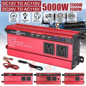 Inversor de energía para automóvil 5000 W 2500 W 1500 W con panel solar RV barco fuera de la red 4 USB LCD  - Imagen 1 de 168