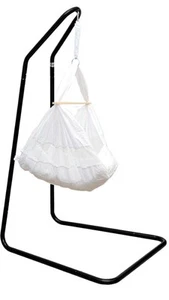 Baby Federwiege mit Gestell - 160cm Hängeschaukel Ständer - Hängematte mit Feder - Bild 1 von 12
