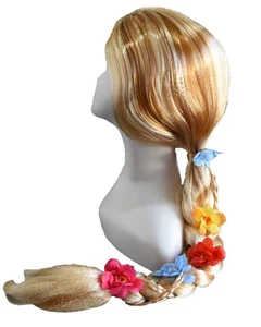 Children Rapunzell Fancy Dress Wig Braids Kids Girls Princess Cosplay Plaits Wig - Picture 1 of 9