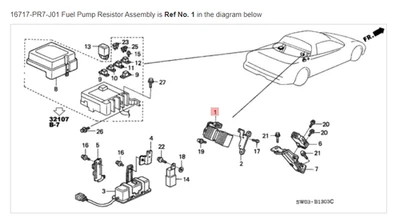 HONDA ACURA GEN1INE OEM NSX Fuel Pump Resistor Assembly ☆ 16717-PR7-J01 ☆ - Image 1 of 4