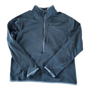 MERRELL Felpa Uomo Pullover Grande Mezza Zip Collo Tasca Logo Grigio Antracite - Foto 1 di 20