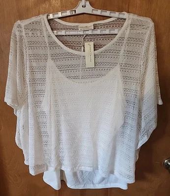 NWT Bobbie Brooks Camisole & Lace Top 2X Off White Summer Airy Whimseygoth Fairy - Image 1 of 4