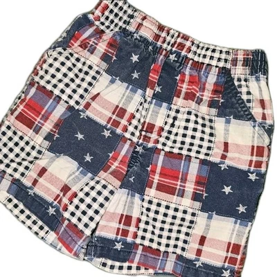 Pantalones Cortos Toughskins Bebé Niño 18M Patchwork Cuadros Estrellas Americana EE. UU. Patriótico Foto 1 de 4