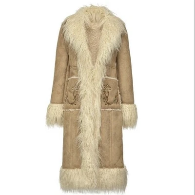 Pinko Shag пенни переулок искусственного меха и замши кожаное пальто размер 6 новый $995 - Изображение 1 из 4