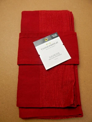 Target Threshold Set of 5 Cloth Napkins Red Gold 20x20 Cotton unused 2016 - Image 1 of 4