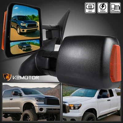 Fits 2007-2021 Toyota Tundra Sequoia Power Heated+LED Signal Lights Tow Mirrors Foto 1 de 4