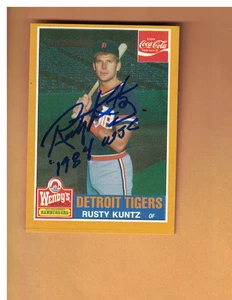 Rusty Kuntz AUTOGRAPHED 1985 TOPPS WENDY'S BASEBALL CARD SIGNED DETROIT TIGERS - Picture 1 of 1