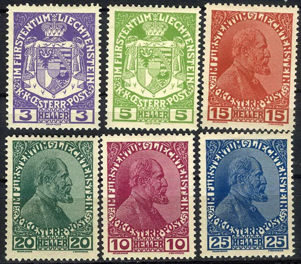 Лихтенштейн 1917 герб принц Иоганн MH (SC # 4-9) - Изображение 1 из 1