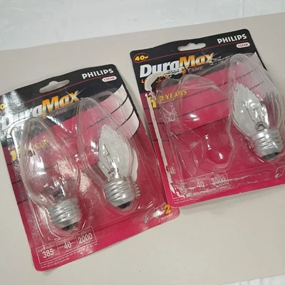 Philips DuraMax set 3 Light bulbs Flame blunt tip Clear Medium Base F15 40w - Image 1 of 4