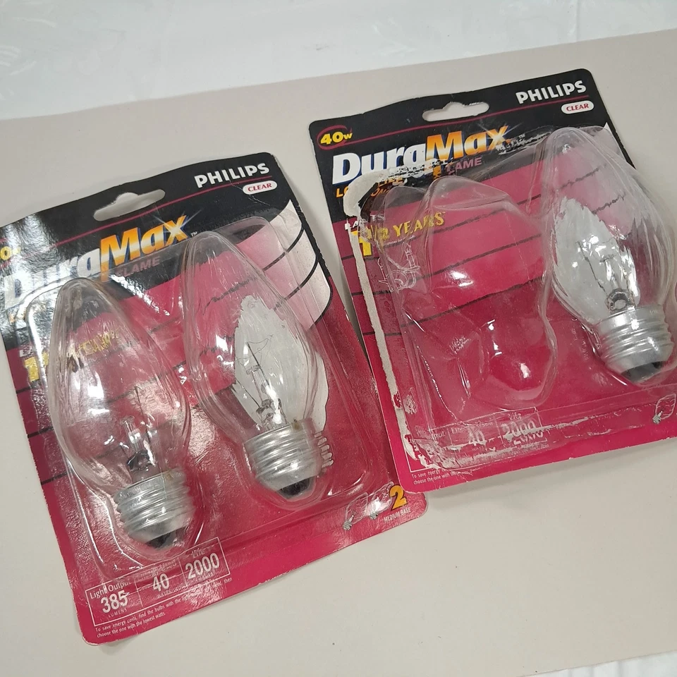 Philips DuraMax set 3 Light bulbs Flame blunt tip Clear Medium Base F15 40w - Image 1 of 4