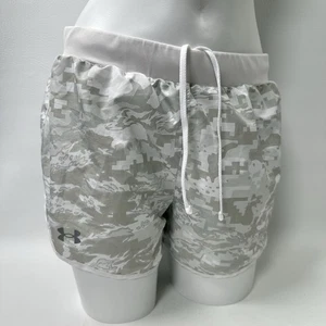 Under Armour UA Fly By 2.0 Lined Running Shorts Womens Size Medium Gray Camo - Picture 1 of 13