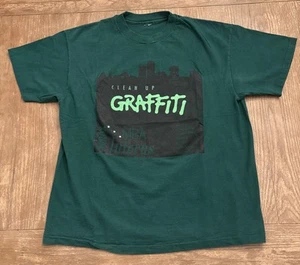 Rare Graffiti Clean Up T Shirt Xerox Interns 1995 Green Single Stitch - Picture 1 of 6