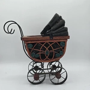 Vintage Doll Stroller Pram Carriage Victorian Style Brown Black *Read Desc* - Picture 1 of 6
