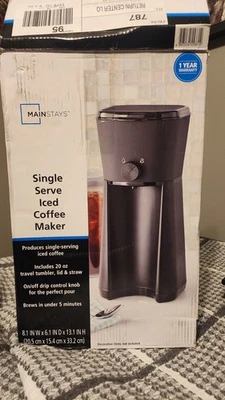 Mainstays MS54100125661 Single Serve Iced Coffee Maker w/ Tumbler, Lid, & Straw - Image 1 of 4