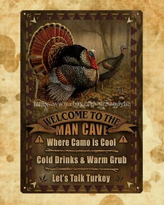 bathroom wall art man cave hunting metal tin sign - Image 1 of 4