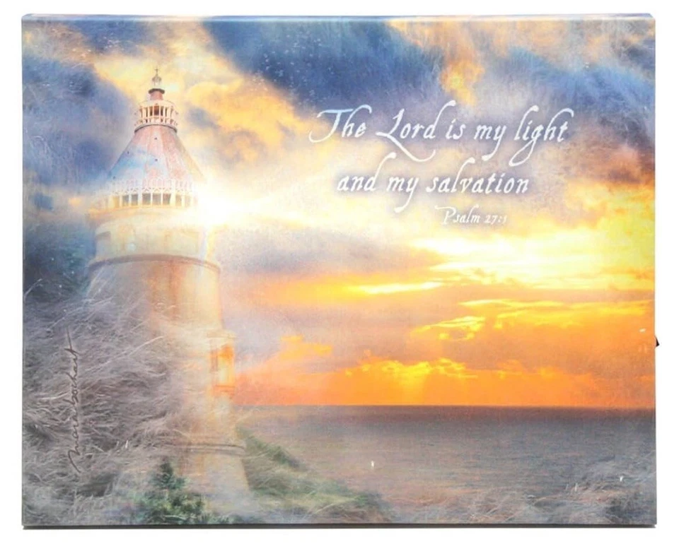 “Light and Salvation” Flickering Light 14” X 11” Canvas Wall Art Lighthouse - Image 1 of 1