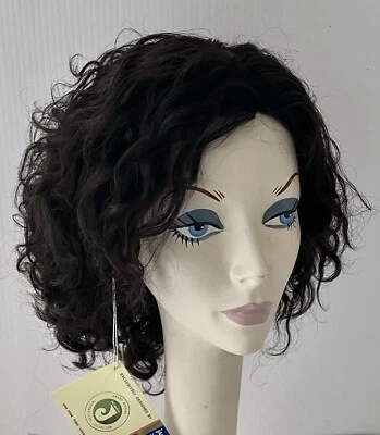 NUEVO CON ETIQUETAS PELUCA JACQUELYN CABELLO HUMANO • FT RIZADO 1B negro apagado • Top francés monofilamento Foto 1 de 4